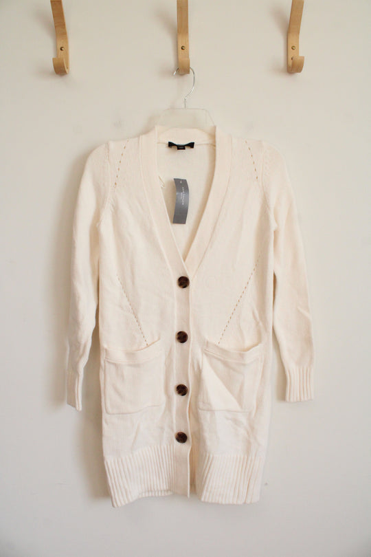 NEW Ann Taylor Cream Button Down Cardigan | XXS Petite