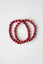 Magenta Red Genuine Baroque Pearl Stretch Bracelet Pair