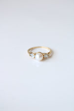 14K Yellow Gold Pearl & Blue Topaz Ring | Size 5