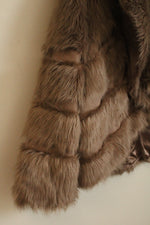 Chicos Faux Fur and Suede Striped Jacket with Front Clasp | XL