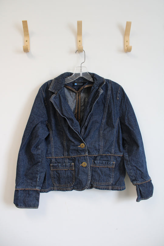 Relativity Dark Wash Denim Jacket | L Petite