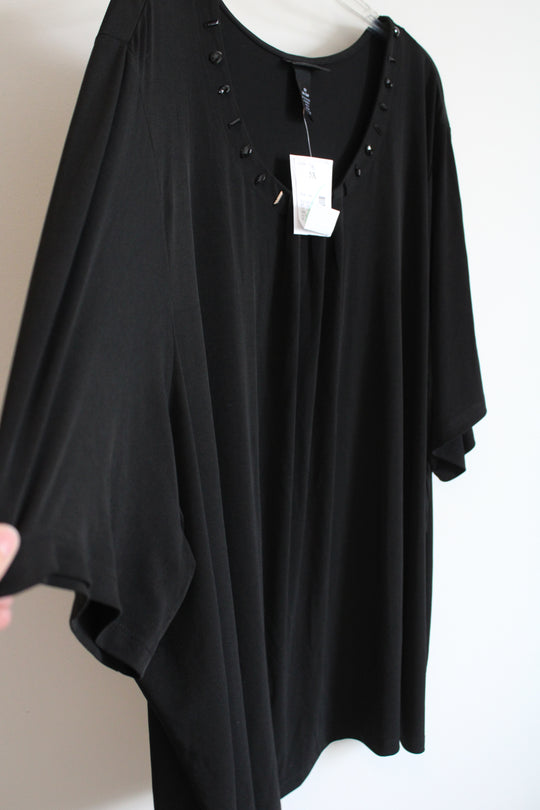 Maggie Barnes Black Beaded Neckline Blouse | 24/26W