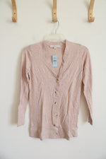 NEW LOFT Pink Speckled Button Down Cardigan | XXS Petite