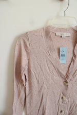 NEW LOFT Pink Speckled Button Down Cardigan | XXS Petite