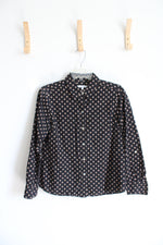 Foxcroft Black & Tan Square Patterned Button Down Top | 8P