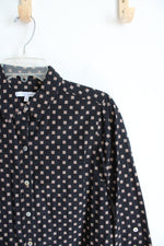 Foxcroft Black & Tan Square Patterned Button Down Top | 8P