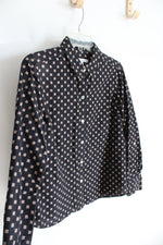Foxcroft Black & Tan Square Patterned Button Down Top | 8P