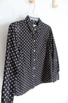 Foxcroft Black & Tan Square Patterned Button Down Top | 8P