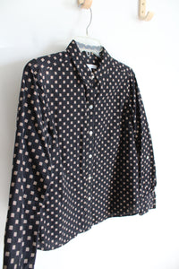 Foxcroft Black & Tan Square Patterned Button Down Top | 8P