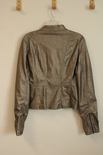 Wet Seal Gold Metallic Motorcycle Style Jacket | XL