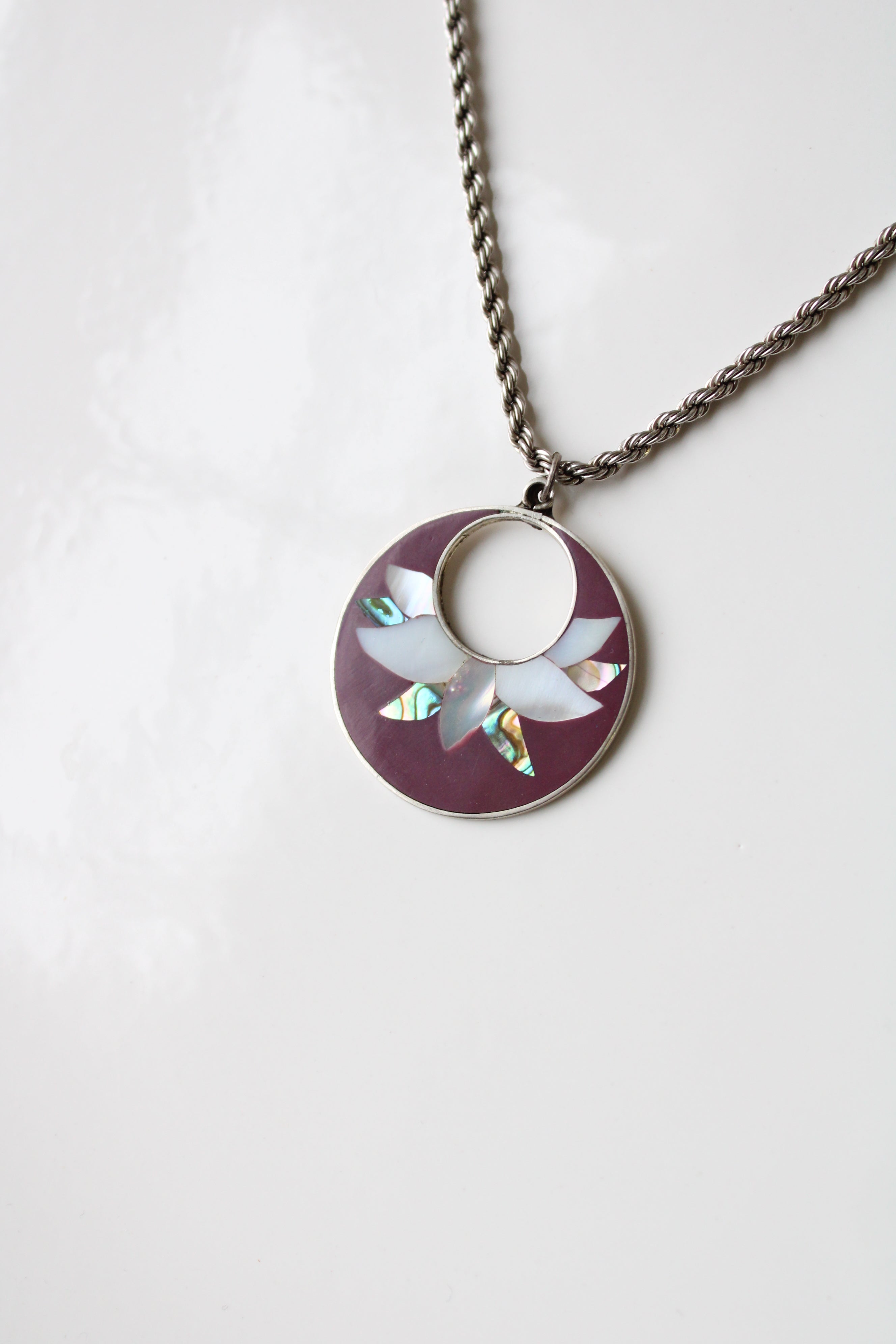 Abalone Mother Of Pearl Medallion Necklace