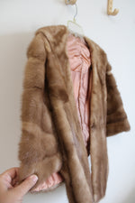 Vintage Light Brown Genuine Fur Shawl