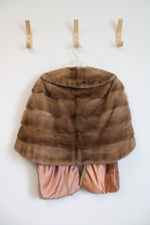 Vintage Light Brown Genuine Fur Shawl