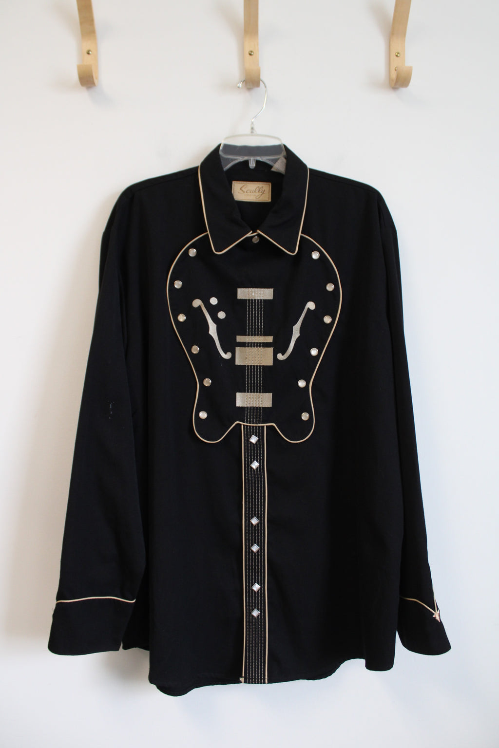 Scully Black Western Guitar Snap Button Shirt | XL