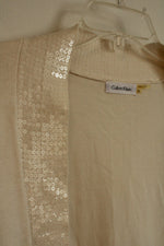 NEW Calvin Klein Off-white Sweater Shrug with Sequin Collar | L