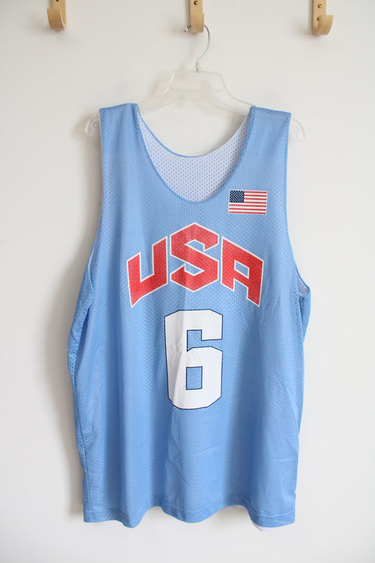 Red White & Blue USA #6 James Basketball Jersey | XL