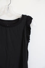 NEW LOFT Black Ruffled Sleeve Top | XXS Petite
