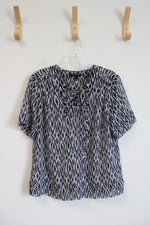 Banana Republic Navy & White Patterned Sheer Top | S