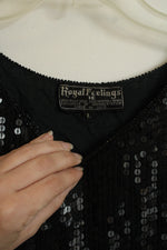 Royal Feelings Black Sequin Silk Top | L