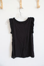 NEW LOFT Black Ruffled Sleeve Top | XXS Petite