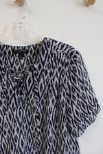 Banana Republic Navy & White Patterned Sheer Top | S