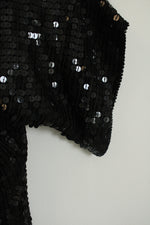 Royal Feelings Black Sequin Silk Top | L
