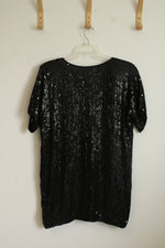 Royal Feelings Black Sequin Silk Top | L