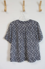 Banana Republic Navy & White Patterned Sheer Top | S
