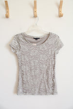 NEW Banana Republic Gray Lace Top | XS Petite