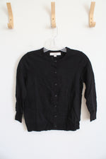 NEW LOFT Black Button Down Cotton Cardigan | XXS Petite