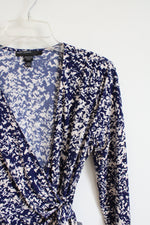 NEW Maggy London Blue & Cream Patterned Wrap Dress | 6