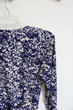 NEW Maggy London Blue & Cream Patterned Wrap Dress | 6