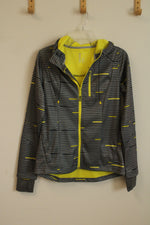 Mondetta Gray with Neon Yellow Zip up Hooded Sweatshirt | M