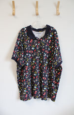 Woman Within Navy Colorful Floral Polo Shirt | 3X
