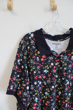 Woman Within Navy Colorful Floral Polo Shirt | 3X
