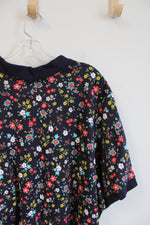 Woman Within Navy Colorful Floral Polo Shirt | 3X