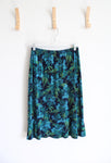 Blue Green Tropical Patterned Knit Skirt | M