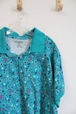 Woman Within Teal Blue Colorful Polo Shirt | 4X