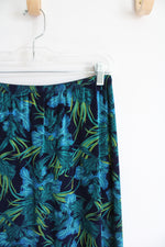 Blue Green Tropical Patterned Knit Skirt | M