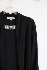 Evan-Picone Black Beaded Dress & Cardigan Set | 8