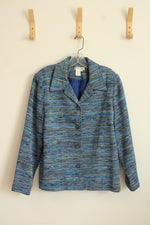 Coldwater Creek Blue Printed Tweed Blazer | M
