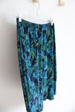 Blue Green Tropical Patterned Knit Skirt | M