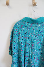 Woman Within Teal Blue Colorful Polo Shirt | 4X