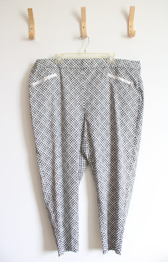Emaline Black & White Patterned Pants | 24W