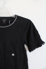 NEW LOFT Black Elastic Sleeve Top | XXS Petite