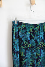 Blue Green Tropical Patterned Knit Skirt | M