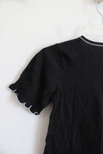 NEW LOFT Black Elastic Sleeve Top | XXS Petite