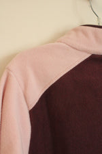 New Colombia Pink and Maroon Quarter Button Fleece Pullover | L
