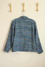 Coldwater Creek Blue Printed Tweed Blazer | M