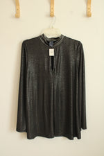 NEW Apricot Lane Gray Shimmer Cutout Top | L